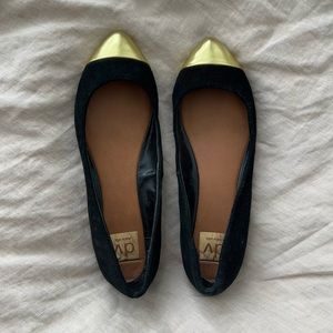 DV Dolce Vita black gold-toe flats